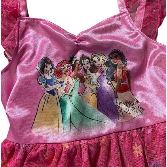 Disney Princess Pink Dress Kids Size 6 Nightgown Costume Jammies Floral Mesh - Picture 5 of 7